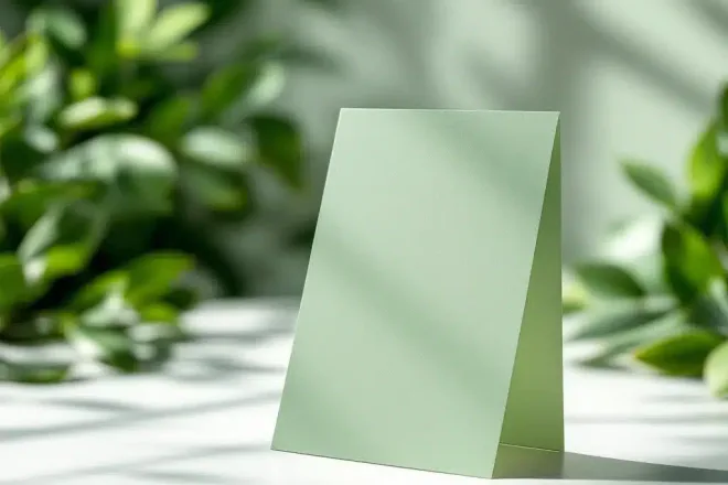 Milieuvriendelijke PVC-vrije kaarten in waaiervorm op wit oppervlak met recycling symbolen en bladeren op achtergrond


===

This alt text is 120 characters and meets all requirements by focusing on the main subject (eco-friendly cards), their arrangement, and relevant environmental context in Dutch.